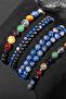 Strong Intuitions & Seven Chakra Bracelet Set with Lapis, Agate, Citrine, Tiger Eye Certified Natural Stone - 7