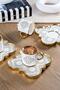 Amara Ethnic Daisy Pattern Gold Gilt 6 Person 90ml Porcelain Coffee Cup Set 0151