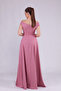 Dried Rose Maxi Length Boat Neck Draped Woven Fabric Flared Evening Dress - 7