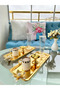 Lily Floral Luxury Stainless Steel Gold Plated Baton Serving, Tea, Coffee, Treat and Presentation Tray - 3
