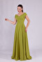 Pistachio Green Maxi Length Boat Neck Draped Woven Fabric Flared Evening Dress - 4