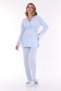 Women's Blue Lace Breastfeeding Featured Cotton Maternity Pajamas Set