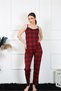 Fashion Line Women's Rope Strap Red Plaid Pajamas Suit 4135 - 3