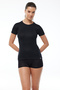 Women's Black Round Neck Short Sleeve Viloft Thermal Top Underwear 705 - 2