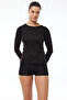 Women's Black Round Neck Long Sleeve Viloft Thermal Top Underwear 706 - 2
