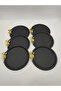 Set of 6 Black Round Patterned Gold Floral Presentation Tray, Decorative Serving Tray Tea Coffee 23 Cm