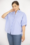 Women's Large Size Blue Buttoned Shirt with Back Slit and Lace Detail 65N36794 - 4