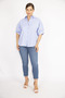 Women's Large Size Blue Buttoned Shirt with Back Slit and Lace Detail 65N36794 - 2