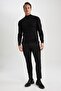 Black Slim Fit Slim Fit Half Turtleneck Knitwear Sweater X7395Az23Au - 2