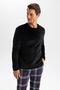 Regular Fit Crew Neck Basic Pajama Top - 3