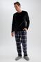 Regular Fit Crew Neck Basic Pajama Top - 2