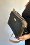 Medium Size 3 Compartments 5 Compartments Women's Crossbody Bag 29 x 21 cm 4022 black tan - 3
