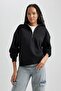 Regular Fit Zippered High Collar Sweatshirt - 3