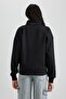 Regular Fit Zippered High Collar Sweatshirt - 4