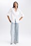 Oversize Wide Fit Poplin Long Sleeve 100% Cotton Shirt T8735Az23Au - 2