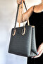 2 Compartment 5 Compartment Printed Large Size Women's Shoulder Bag 4028 Black Table Combination -GZD- - 2