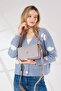 Gray Color Embossed Printed 5 Compartment Zipper Closure Shoulder Bag Handbag 4036-pls -GZD- - 4
