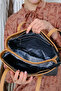 2 Compartment 5 Compartment Printed Large Size Women's Shoulder Bag 4028 Black Table Combination -GZD- - 7