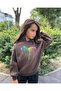 Children's Hooded Paint Paws Printed Brown Sweatshirt - 2