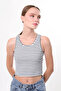 Women's Striped Sleeveless Blouse Thick Strap Athlete Thin Summer Knitwear - 7