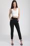 Women's Black Belted Pocket Fabric Trousers Mtrn4242