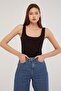 Women's Black Thick Strap Square Collar Undershirt 0063