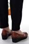 Women's Tan Genuine Leather Orthopedic Shoes - 5
