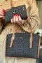 Women's Printed Patterned Shoulder Bag and Wallet Set 2066-Jp Brown Tan Combination -Gzd-