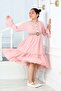 WAITER DRESS WITH SILVERY FABRIC, BELT, BUTTONS, SLEEVES AND LACE DETAILS - 4