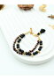 Certified Garnet (Lal) and Onyx Natural Stone Women's Bracelet