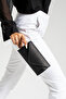 Women's Silvery Black Mini Portfolio Evening Dress Bag