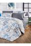 Blue Leaf Pattern Double Duvet Cover Set with Elastic Sheets (160x200) - 3