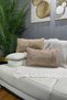 Silver Leaf Plush Rabbit Rectangular Throw Pillow Cover - Milk Coffee