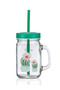 Lcw Home Cactus Printed Glass Cup with Lid and Straw 450 ml - 4