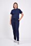 Navy Blue Zipper Detailed Scrubs Jersey