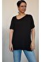 Black side V-neck combed cotton Viscose T-shirt - 3