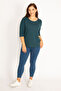 Women's Large Size Oil Cup Detailed Capri Sleeve Tunic 65n34796 - 5