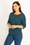 Women's Large Size Oil Cup Detailed Capri Sleeve Tunic 65n34796 - 3