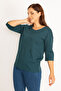 Women's Large Size Oil Cup Detailed Capri Sleeve Tunic 65n34796
