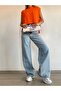 Light Blue Snow High Waist Wide Leg Jeans Women's Jeans - 2