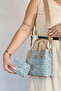 Embossing Printing Premium Quality 4 Compartment Women's Hand and Shoulder Bag 24x24cm 4095 jeans combination - 2