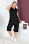 Plus Size Comfort Model Capri 2-Piece Suit with Elastic Waist and Pocket Capri Shorts Top-Top 2-Piece Set - 4