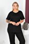Plus Size Comfort Model 2-Piece Set with Elastic Waist Trousers Tunic T-Shirt Double Top-Bottom Set - 7