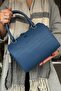 Petrol Color - 26 cm - 20 cm - 16 cm Women's Shoulder Bag Handmade Saddle Stitched 4085-as - 2