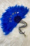 Cobalt Blue Bridal Fan, Bachelorette Party, Bride to Be, Bridesmaid, Henna Night, Wooden Feather - 3