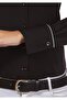 black stylish collar cuff detailed cotton satin shirt - 3