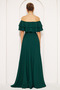 Emerald Ruffle Collar Detail Off-the-Shoulder Draped Woven Fabric Maxi Length Flared Evening Dress - 8