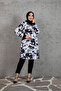 Women's Patterned Buttoned Long Cape & Tunic with Pockets - 5