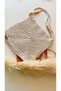 Women's Ecru Color Handmade Cotton Macrame Rope Knitted Wooden Bead Detailed Hand and Shoulder Bag - 8