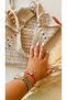 Women's Ecru Color Handmade Cotton Macrame Rope Knitted Wooden Bead Detailed Hand and Shoulder Bag - 3